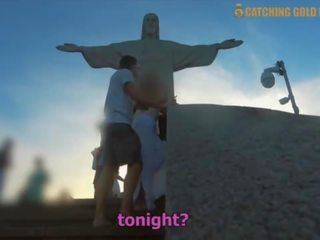 Fantastyczny porno z za brazylijskie ulica dziewczyna doborowy w górę z christ the redeemer w rio de janeiro